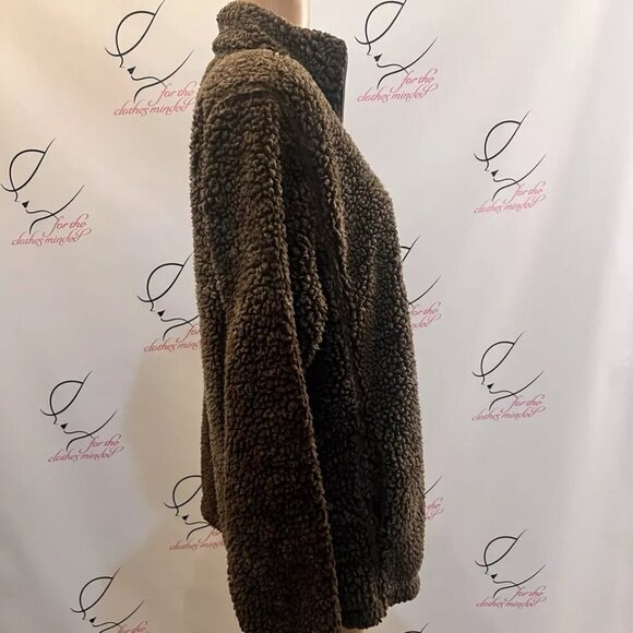 Katy Did. Sz Large. Deep Sculptured Pile Pullover. Pullover Brown. 1/4 Zip. GB - Picture 5 of 7